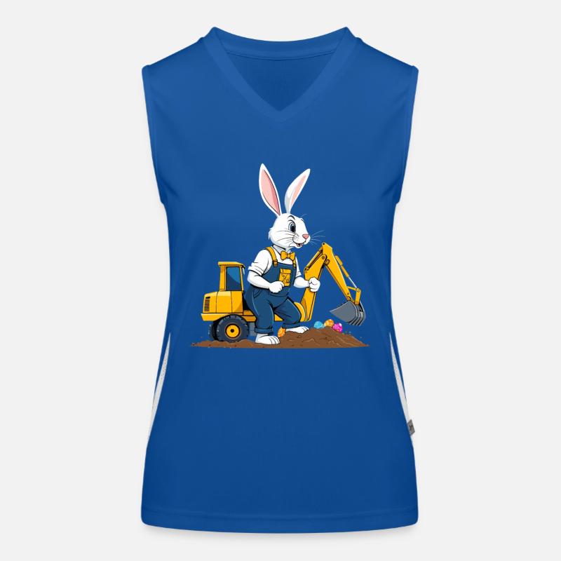 Easter Bunny Excavator Driver Easter Eggs Digging Funny Women's Functional Contrast Tank Top
