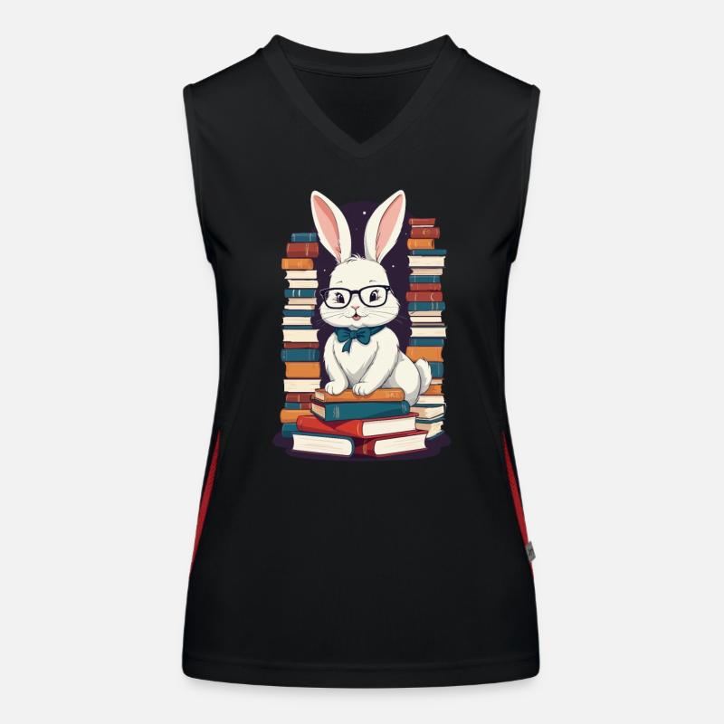 Lapin de lecture Passionné de livres Débardeur respirant contrasté Femme