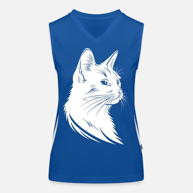 Katze Skizze Funktionelles Kontrast-Tank Top für Frauen