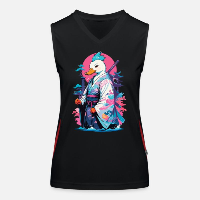 Samurai Duck Aesthetic Vaporwave Style Women's Functional Contrast Tank Top