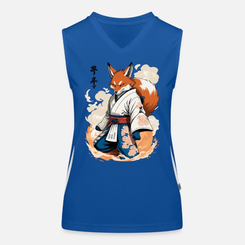 Kitsune Samurai Fuchs Vintage Ukiyo-e Stil Funktionelles Kontrast-Tank Top für Frauen