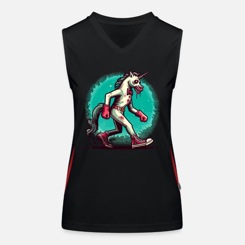 Zombie Unicorn Undead Mystical Creature Halloween Women's Functional Contrast Tank Top