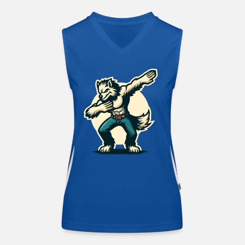 Dabbender Werwolf Lustiges Dabbing Design Funktionelles Kontrast-Tank Top für Frauen