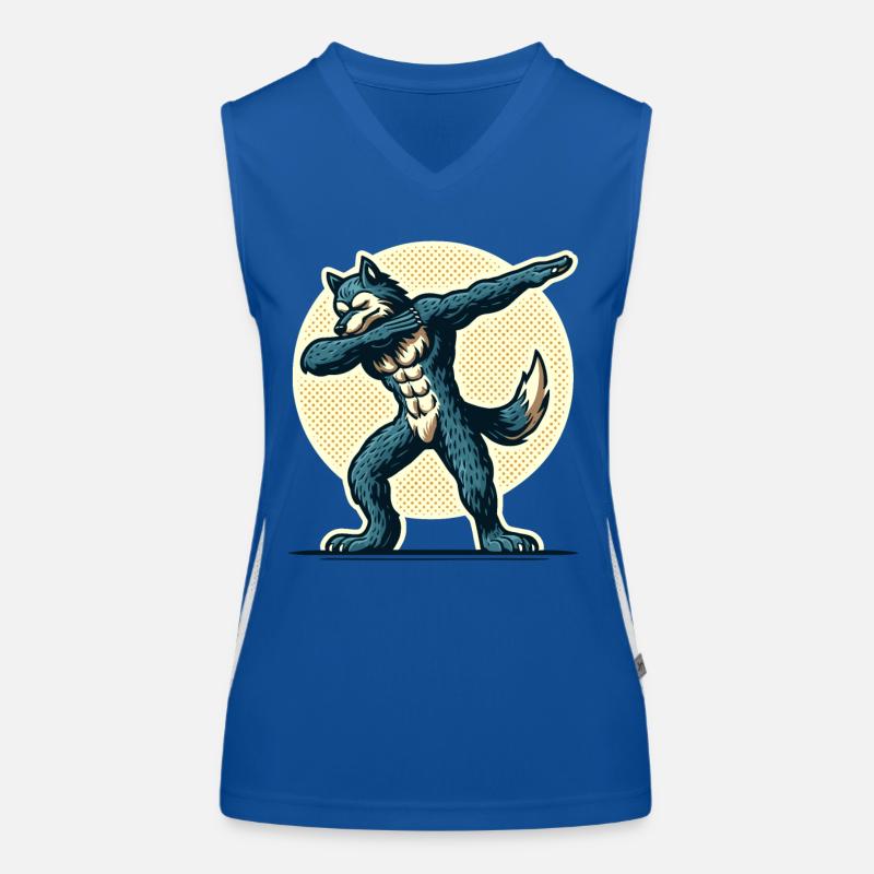 Dabbender Werwolf Lustiges Dabbing Design Vollmond Funktionelles Kontrast-Tank Top für Frauen