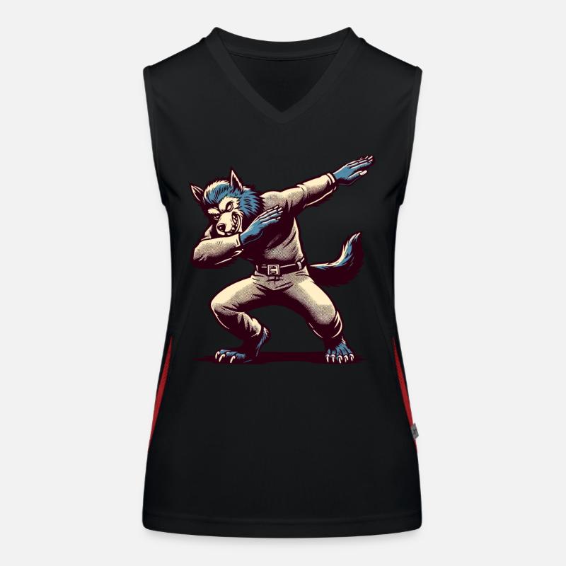 Dabbender Werwolf Lustiges Dabbing Design Vollmond Funktionelles Kontrast-Tank Top für Frauen