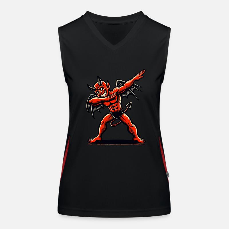 unDabbender Teufel Lustiges Dabbing Design Funktionelles Kontrast-Tank Top für Frauen