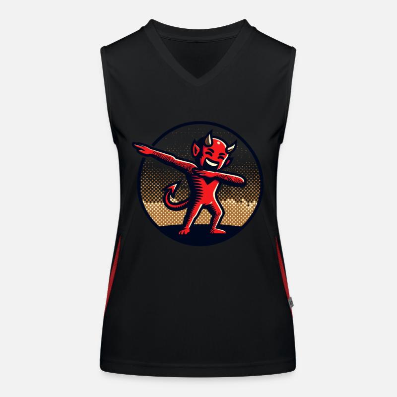 Dabbing Devil Funny Dabbing Design Women's Functional Contrast Tank Top