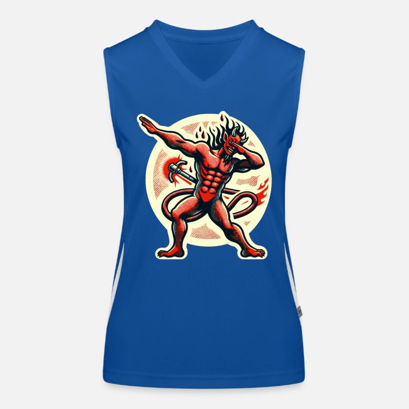 Dabbender Teufel Lustiges Dabbing Design Kostüm Funktionelles Kontrast-Tank Top für Frauen