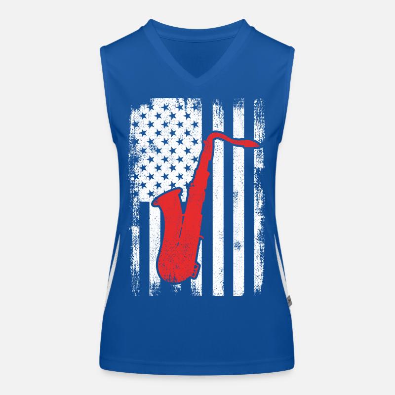 Patriotic US saxophonist Women's Functional Contrast Tank Top