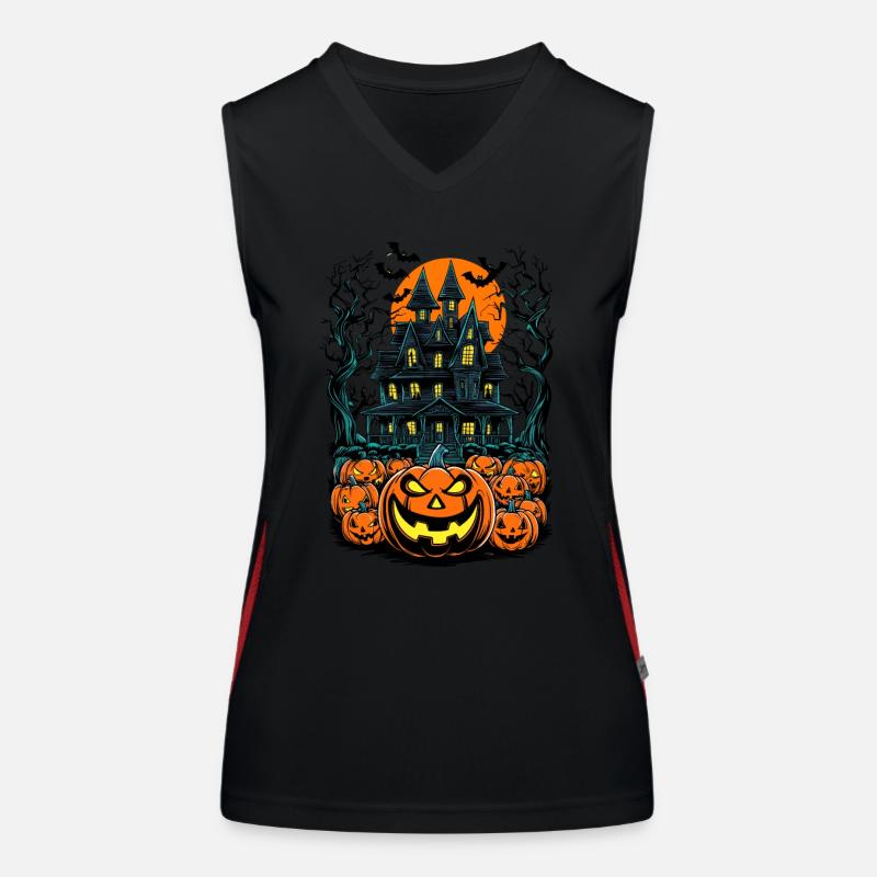 Spooky Haunted House Spooky Haunted Villa Women's Functional Contrast Tank Top