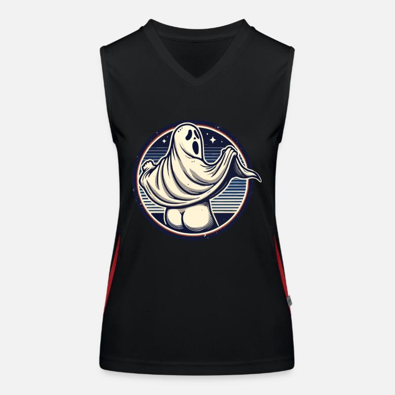 Funny Halloween Ghost Freak Under Sheet Women's Functional Contrast Tank Top