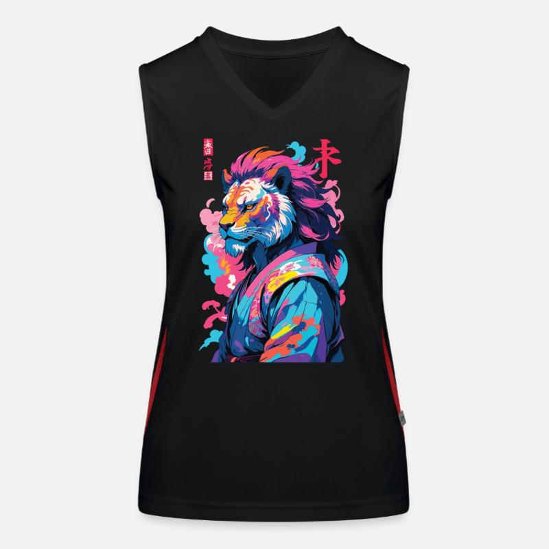 Samouraï Lion Esthétique Style Vaporwave Débardeur respirant contrasté Femme