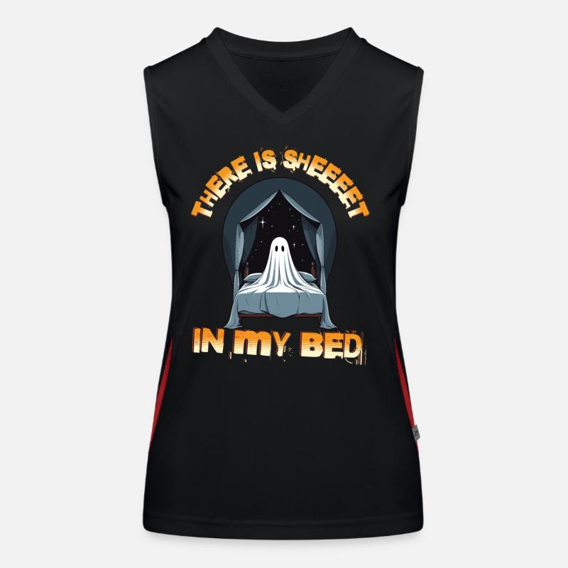 Halloween Ghost Humor in Bed Women's Functional Contrast Tank Top