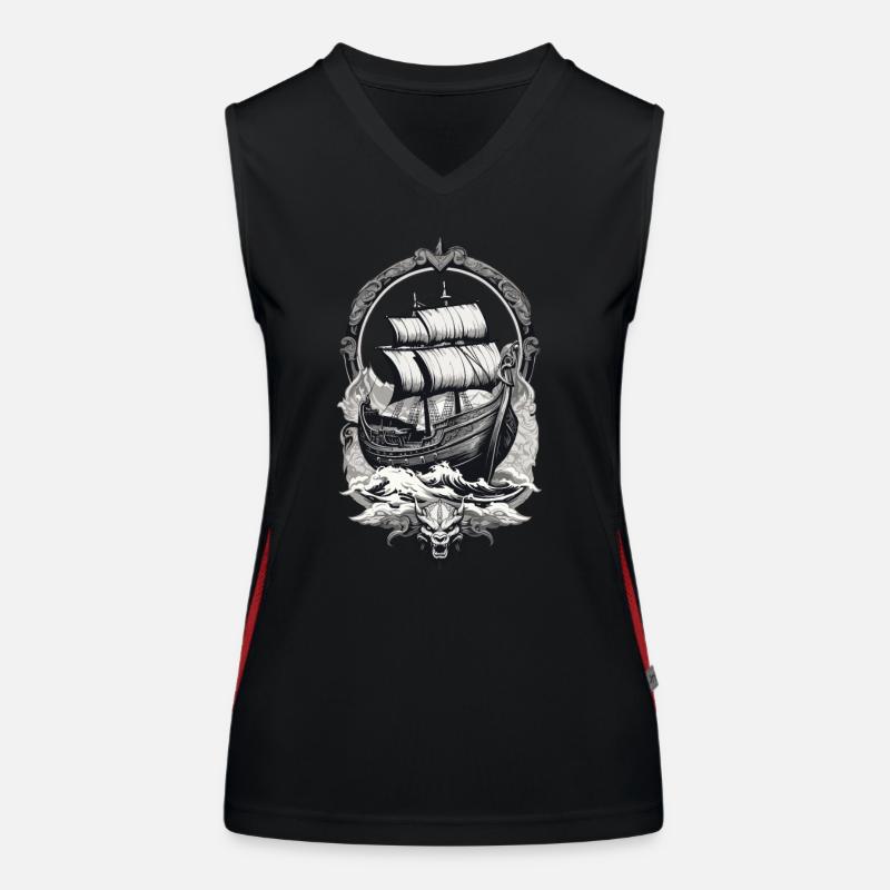 Adventurous Viking journey on the high seas Women's Functional Contrast Tank Top