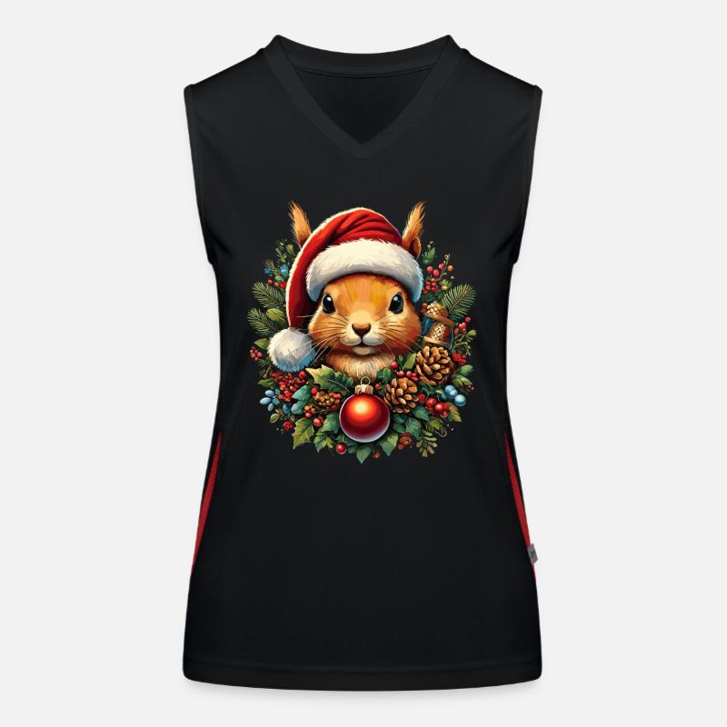 Écureuil de Noël avec chapeau et boule Débardeur respirant contrasté Femme