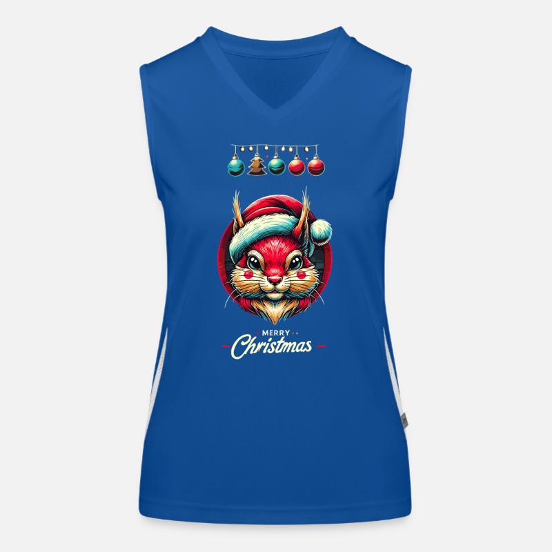 Merry Christmas Squirrel Motif Women's Functional Contrast Tank Top