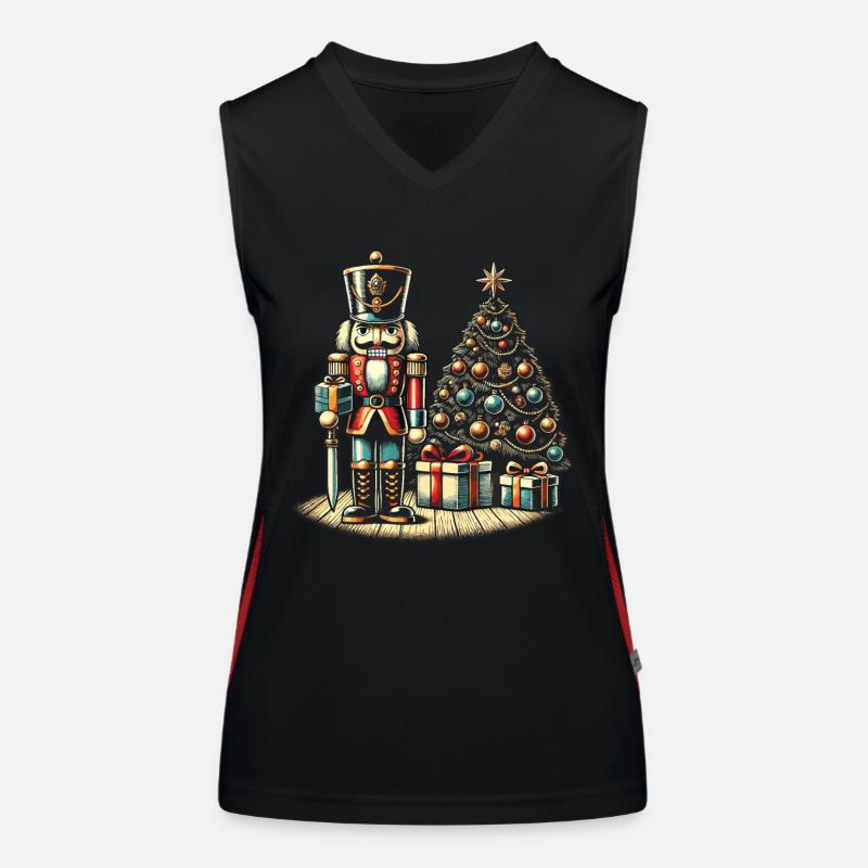 Nussknacker Und Weihnachtsbaum Kunst Funktionelles Kontrast-Tank Top für Frauen