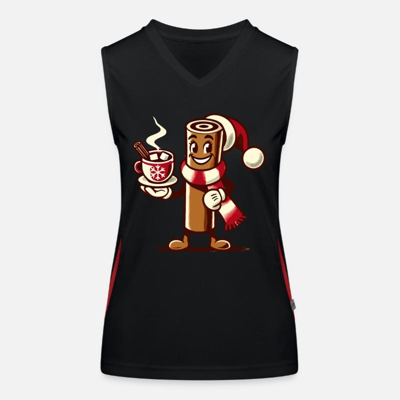 Hot Chocolate with Cinnamon Merry Christmas Time Women's Functional Contrast Tank Top