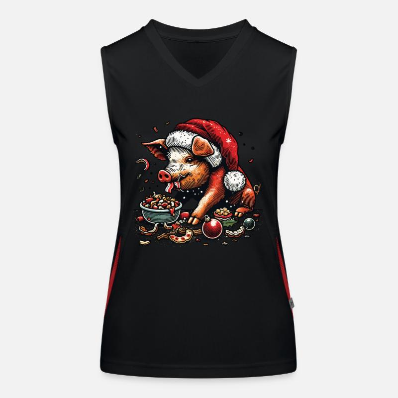 Christmas gluttony devoured with funny Women's Functional Contrast Tank Top