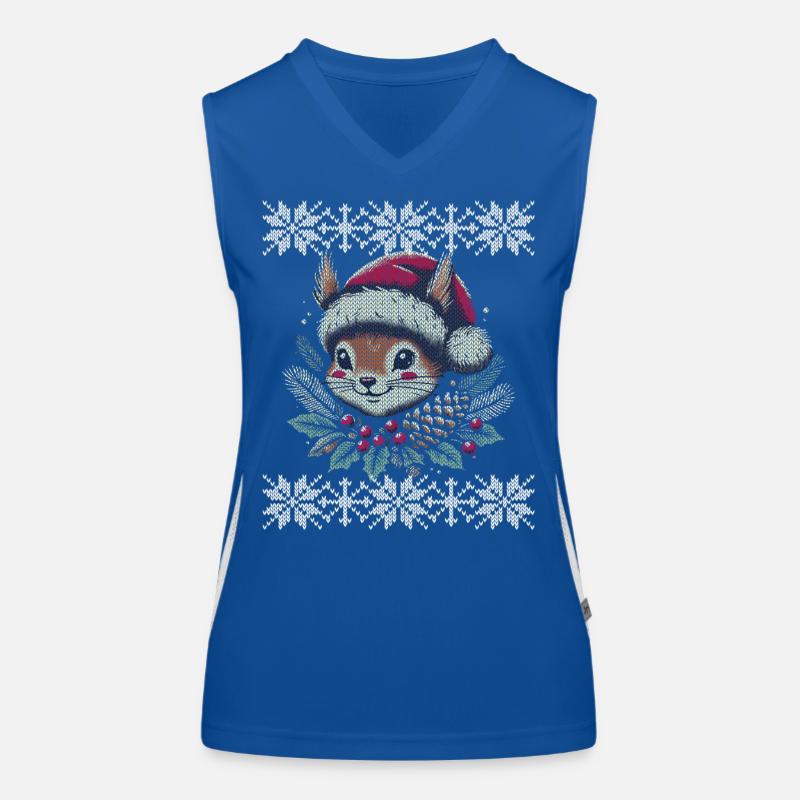 Weihnachtliches Eichhörnchen Strickmuster Funktionelles Kontrast-Tank Top für Frauen