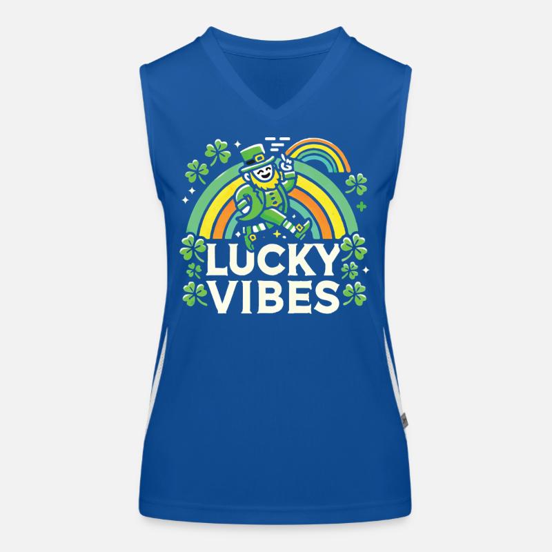 St. Patrick's Day Lucky Vibes Rainbow Women's Functional Contrast Tank Top