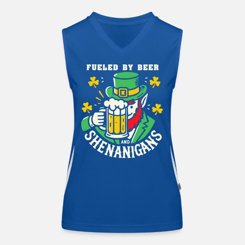 Fête de la Saint-Patrick avec de la bière et des blagues Débardeur respirant contrasté Femme