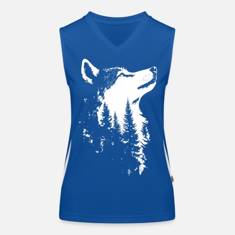 Silhouette de forêt de loups nordiques Débardeur respirant contrasté Femme