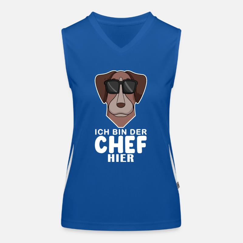 Chef Spruch Anführer Hund Pointer Motiv Funktionelles Kontrast-Tank Top für Frauen