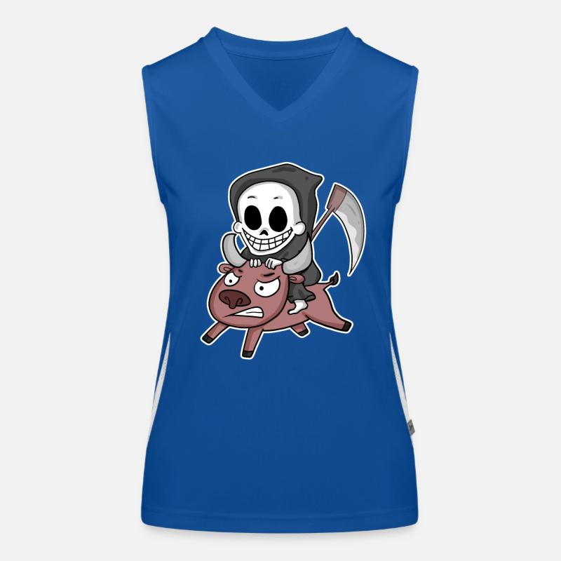 Sensenmann Rind Motiv Funktionelles Kontrast-Tank Top für Frauen