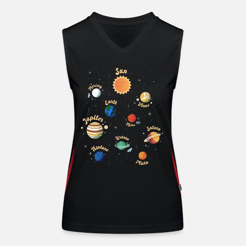 Solar System Planets Knowledge Outer Space for Kid Women's Functional Contrast Tank Top