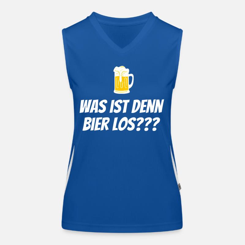 Was ist denn Bier los? - Bierkrug Spruch Funktionelles Kontrast-Tank Top für Frauen