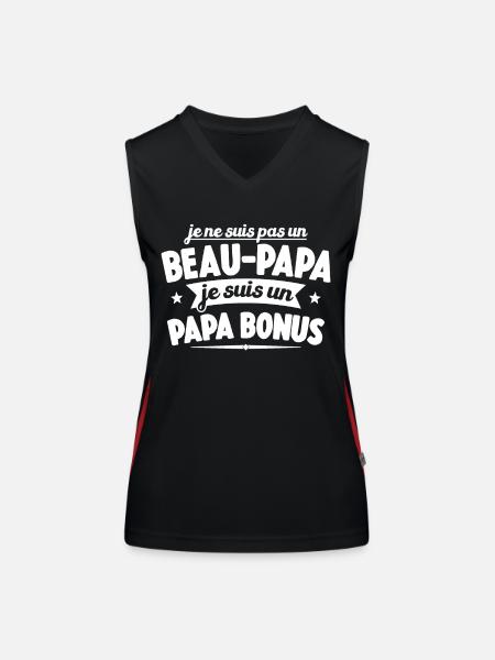 Je Ne Suis Pas Un Beau-papa Je Suis Un Papa Bonus - Débardeur respirant contrasté Femme - noir/rouge - Devant