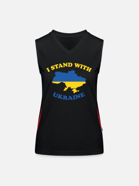 Je suis avec l'Ukraine I Stand With Ukraine - Débardeur respirant contrasté Femme - noir/rouge - Devant