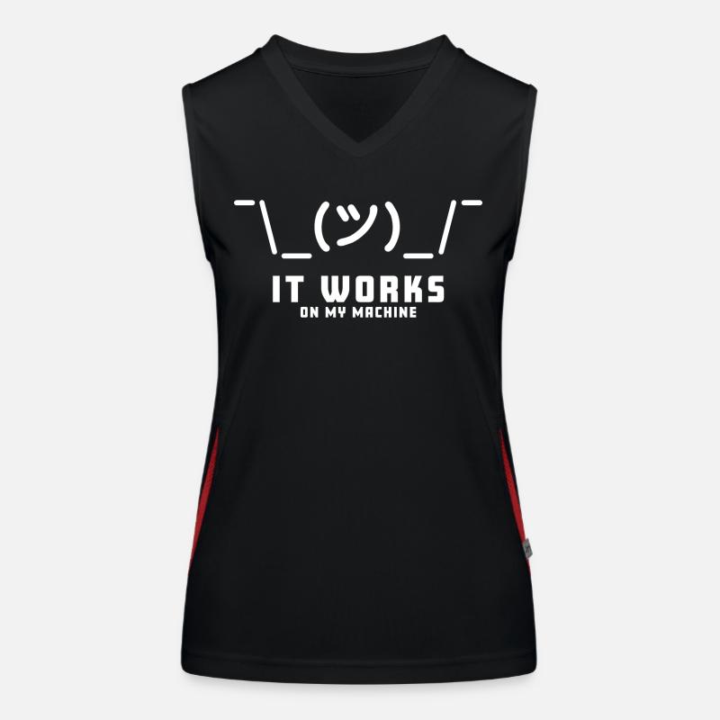 It works on my Machine Lustiger Informatik Spruch Funktionelles Kontrast-Tank Top für Frauen