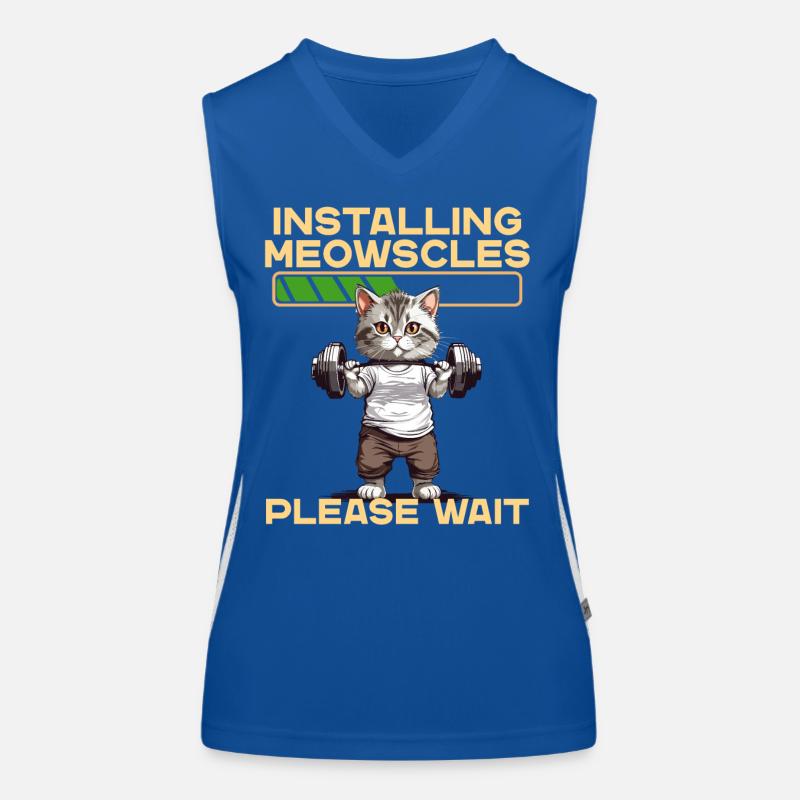 Meowscles Funny Cat Bodybuilder Workout Women's Functional Contrast Tank Top