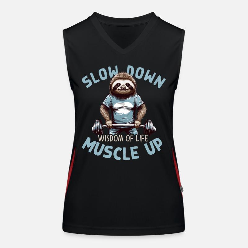 Faultier Workout Spruch Fitness mit einem Lächeln Funktionelles Kontrast-Tank Top für Frauen