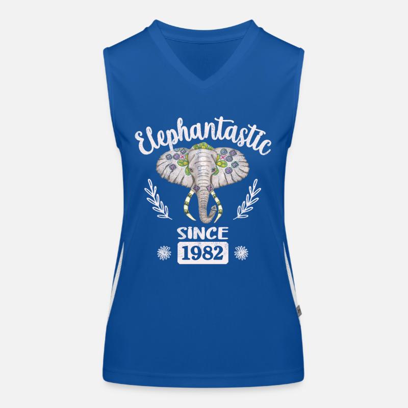 Elephantastic since 1982, Elefantenkopf geschmückt Funktionelles Kontrast-Tank Top für Frauen