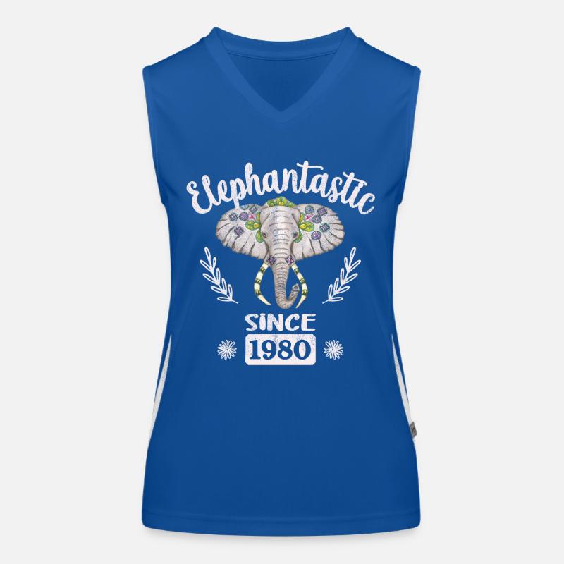 Elephantastic since 1980, Elefantenkopf geschmückt Funktionelles Kontrast-Tank Top für Frauen