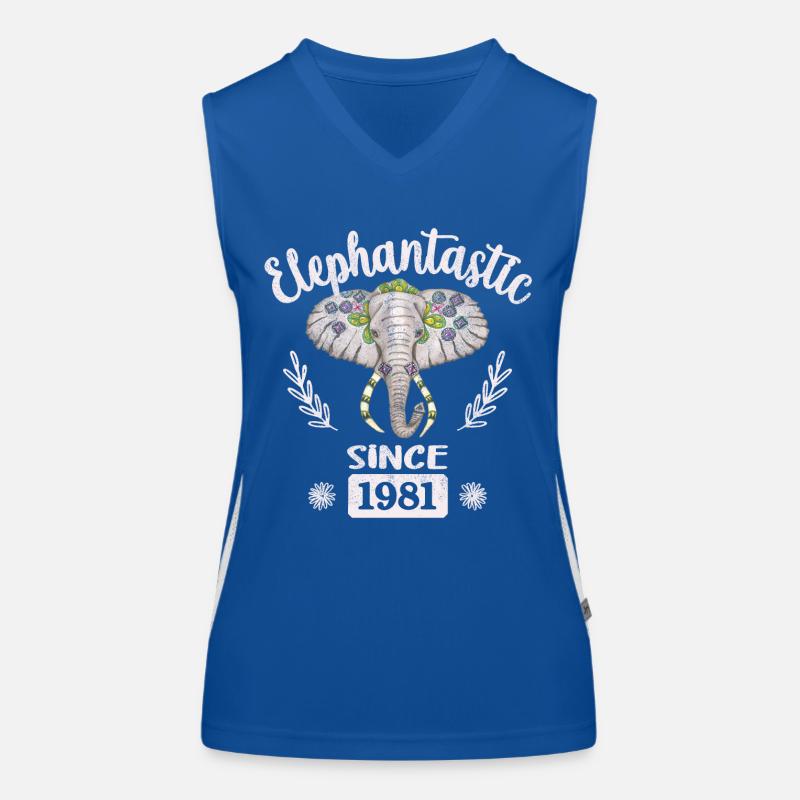 Elephantastic since 1981, Elefantenkopf geschmückt Funktionelles Kontrast-Tank Top für Frauen