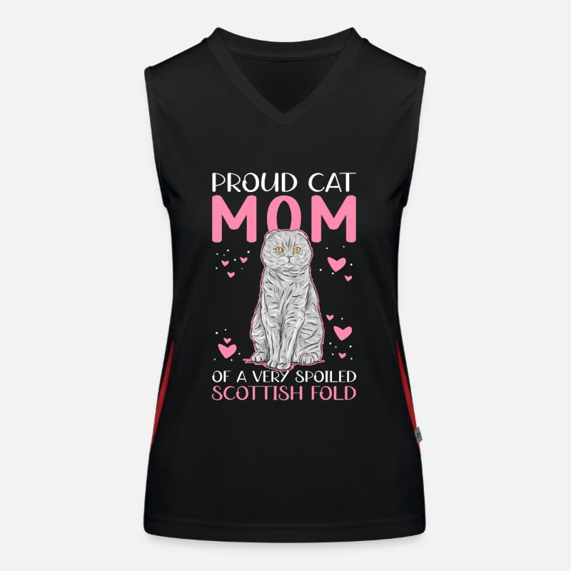 Écossais Chat à oreilles pliantes Maman Cat Cadeau Débardeur respirant contrasté Femme