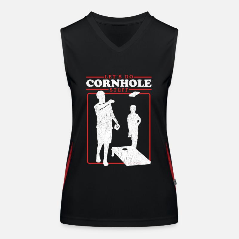 Cornhole Spieler | Sackloch Bean Bag Geschenk Funktionelles Kontrast-Tank Top für Frauen