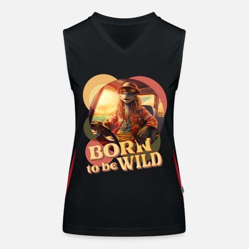 . Adventurous Hippie Iguana Women's Functional Contrast Tank Top