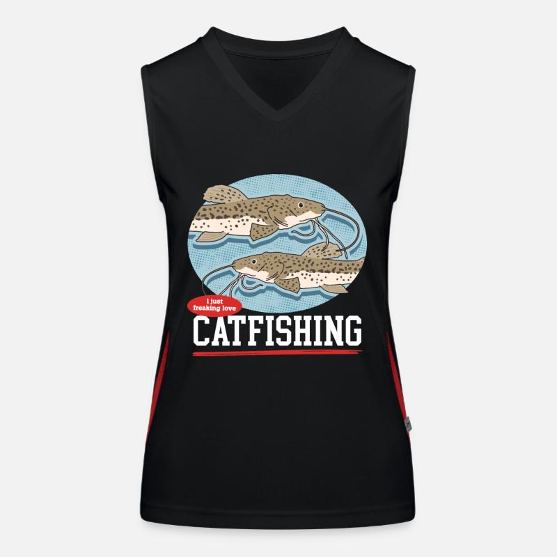 Cadeau de pêche à la pêche au poisson-chat Débardeur respirant contrasté Femme