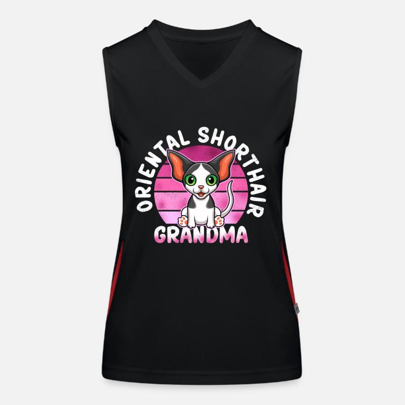 Orientalisch Kurzhaar Oma OKH Katze Geschenk Funktionelles Kontrast-Tank Top für Frauen