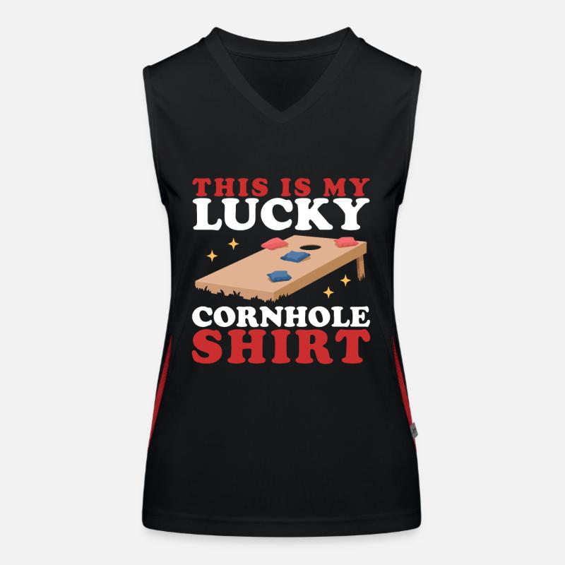 Cornhole Spieler Sackloch Bean Bag Geschenk Funktionelles Kontrast-Tank Top für Frauen