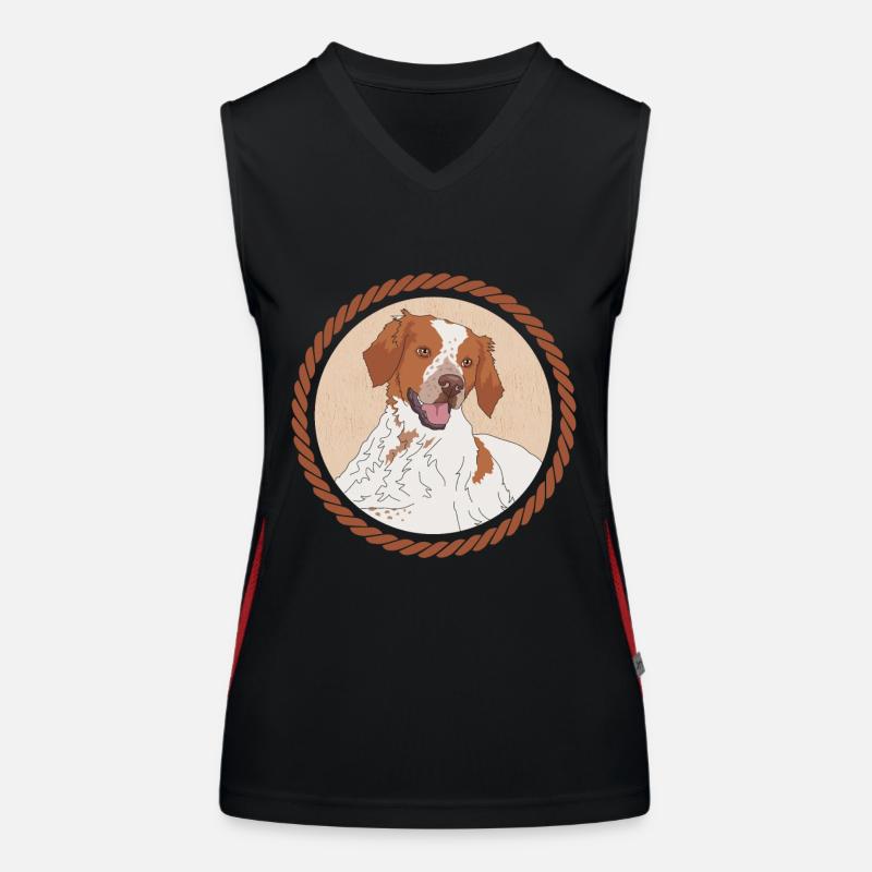 Brittany Epagneul Breton Pointing Dog Gift Women's Functional Contrast Tank Top