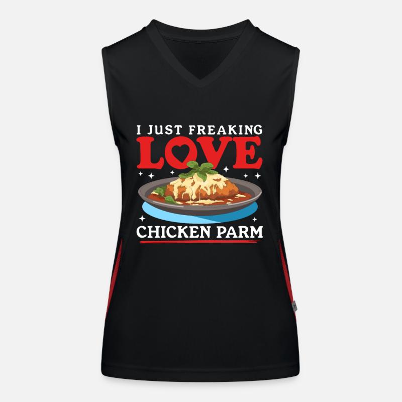 Chicken Parm Chicken Parmesan Geschenk Funktionelles Kontrast-Tank Top für Frauen