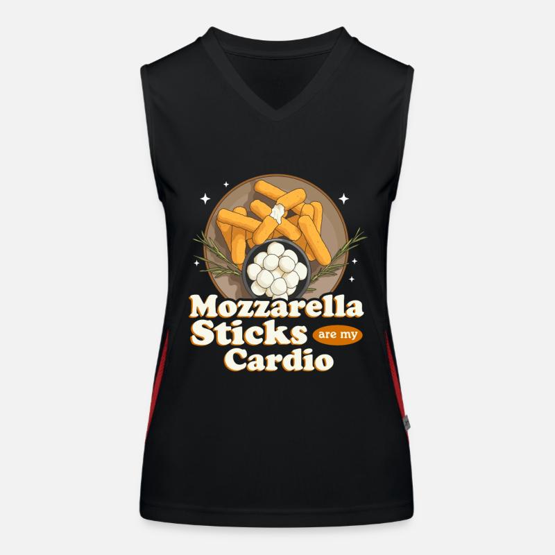 Bâtonnets de mozzarella Cadeau d’amateur de fromage Débardeur respirant contrasté Femme