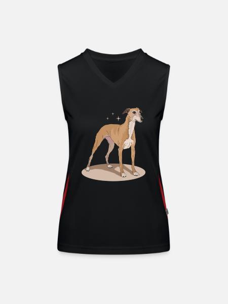 Whippet Cadeaux de lévrier anglais - Débardeur respirant contrasté Femme - noir/rouge - Devant