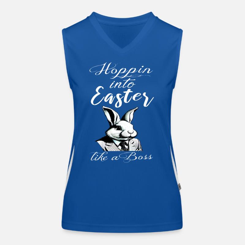 stylish Easter bunny with suit and tie Women's Functional Contrast Tank Top